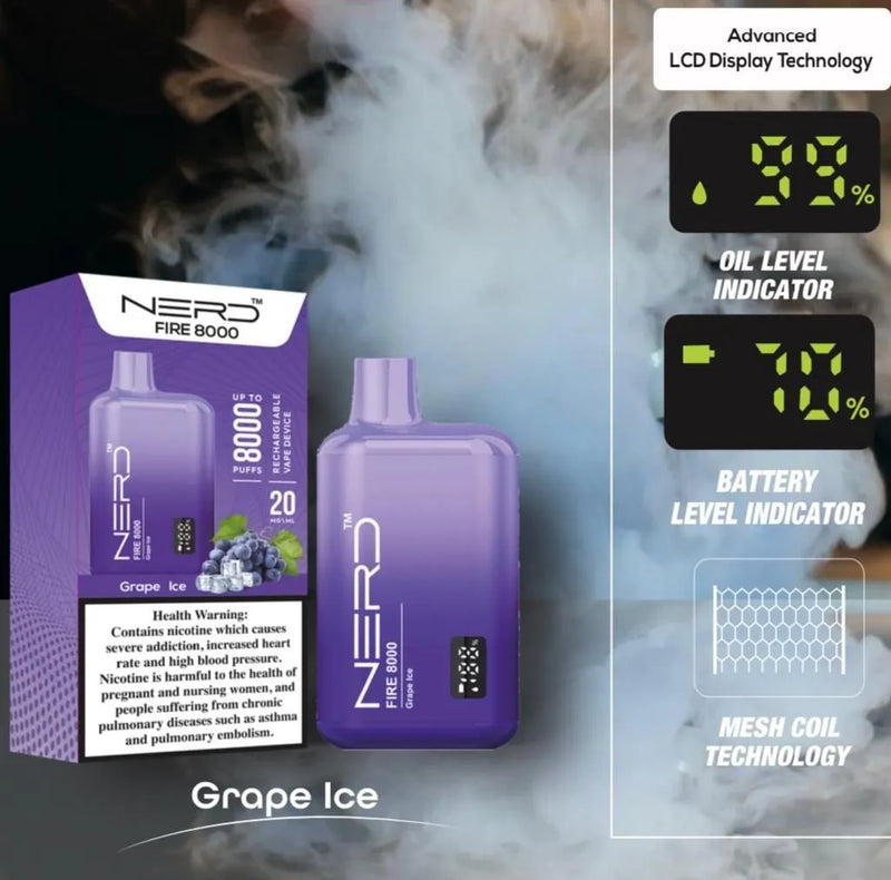 NERD™ FIRE 8000 PUFFS In Dubai, UAE. - Vape Escape UAE