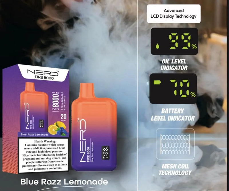 NERD™ FIRE 8000 PUFFS In Dubai, UAE. - Vape Escape UAE