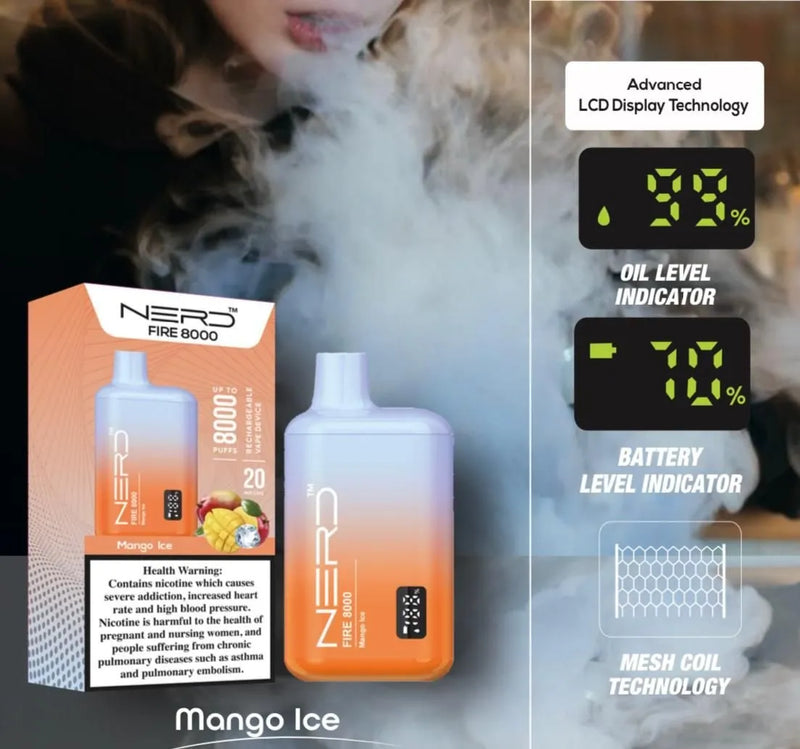 NERD™ FIRE 8000 PUFFS In Dubai, UAE. - Vape Escape UAE