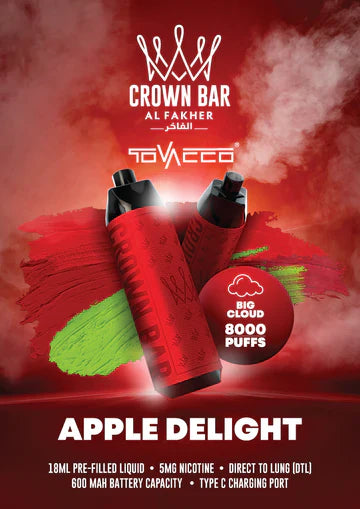 Al Fakher Crown Bar 8000 Puffs 5mg DTL (BIG CLOUD) ihn Dubai. - Vape Escape UAE