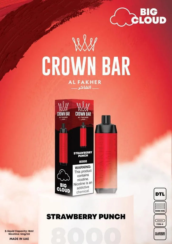 Al Fakher Crown Bar 8000 Puffs 5mg DTL (BIG CLOUD) ihn Dubai. - Vape Escape UAE