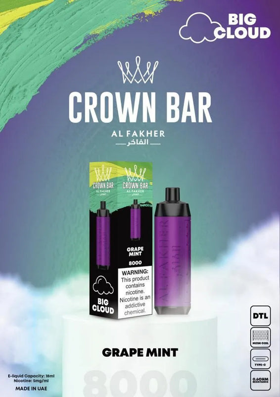 Al Fakher Crown Bar 8000 Puffs 5mg DTL (BIG CLOUD) ihn Dubai. - Vape Escape UAE