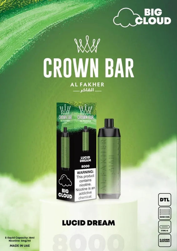 Al Fakher Crown Bar 8000 Puffs 5mg DTL (BIG CLOUD) ihn Dubai. - Vape Escape UAE
