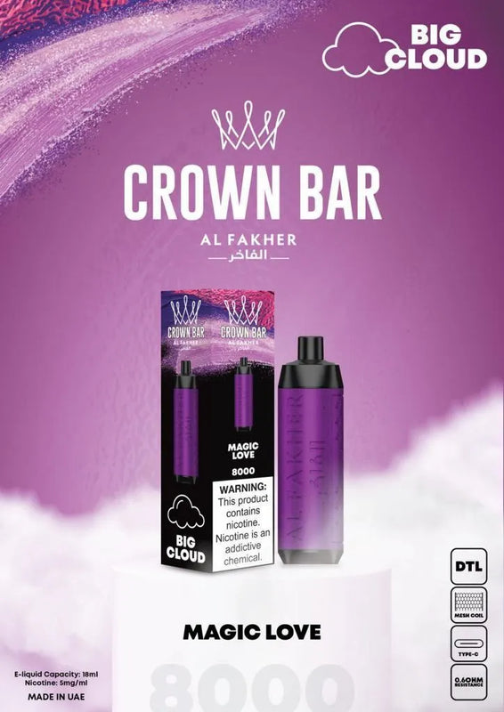 Al Fakher Crown Bar 8000 Puffs 5mg DTL (BIG CLOUD) ihn Dubai. - Vape Escape UAE