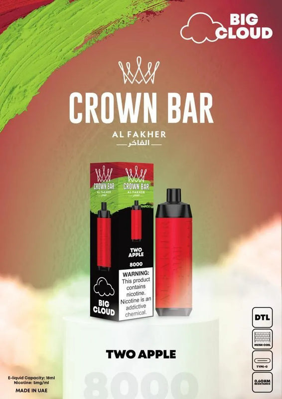Al Fakher Crown Bar 8000 Puffs 5mg DTL (BIG CLOUD) ihn Dubai. - Vape Escape UAE