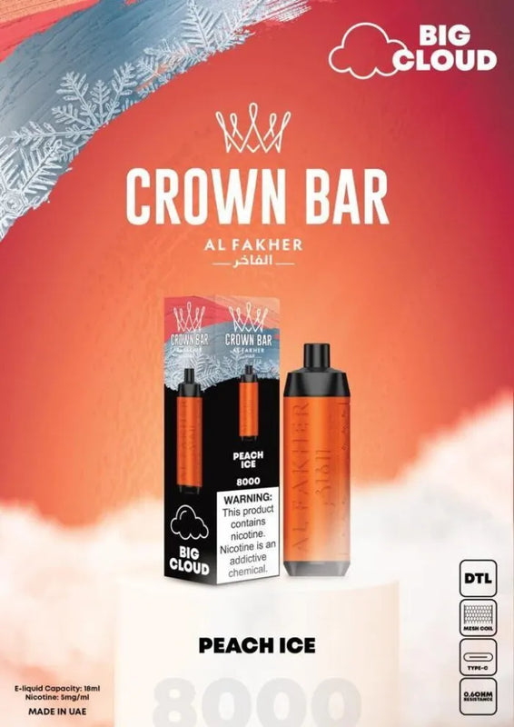 Al Fakher Crown Bar 8000 Puffs 5mg DTL (BIG CLOUD) ihn Dubai. - Vape Escape UAE