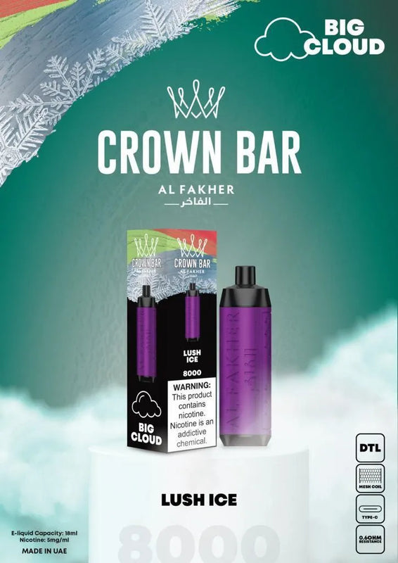 Al Fakher Crown Bar 8000 Puffs 5mg DTL (BIG CLOUD) ihn Dubai. - Vape Escape UAE