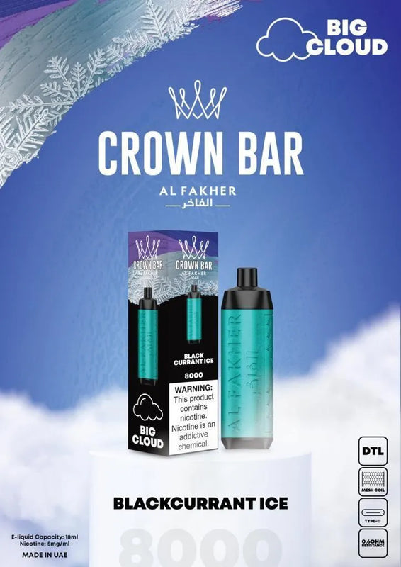 Al Fakher Crown Bar 8000 Puffs 5mg DTL (BIG CLOUD) ihn Dubai. - Vape Escape UAE