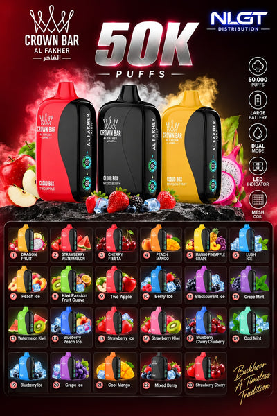 Al Fakher Crown Bar 50K \50,000 puffs— all Flavour available
