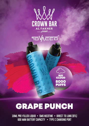 Al Fakher Crown Bar 8000 Puffs 5mg DTL (BIG CLOUD) ihn Dubai. - Vape Escape UAE