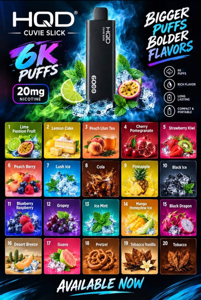 HQD Cuvie Slick 6000 Puffs 20mg Disposable Vape Dubai