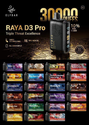 Elf bar Raya d3 pro 30000 puffs 50mg nicotine triple mode disposable - Vape Escape UAE