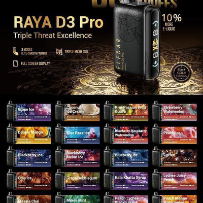 Elf bar Raya d3 pro 30000 puffs 50mg nicotine triple mode disposable - Vape Escape UAE