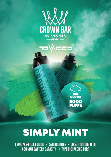 Al Fakher Crown Bar 8000 Puffs 5mg DTL (BIG CLOUD) ihn Dubai. - Vape Escape UAE