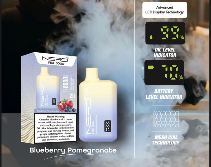 Nerd Fire 8000 Puffs Disposable 2% Nicotine With Advanced LCD Display - Vape Escape UAE