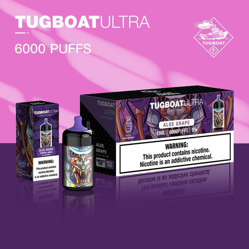 Tugboat Ultra 6000 Puffs Disposable Rechargeable Type-C - Vape Escape UAE