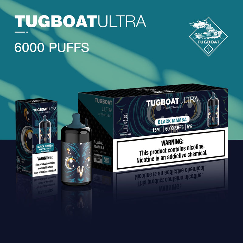 Tugboat Ultra 6000 Puffs Disposable Rechargeable Type-C - Vape Escape UAE